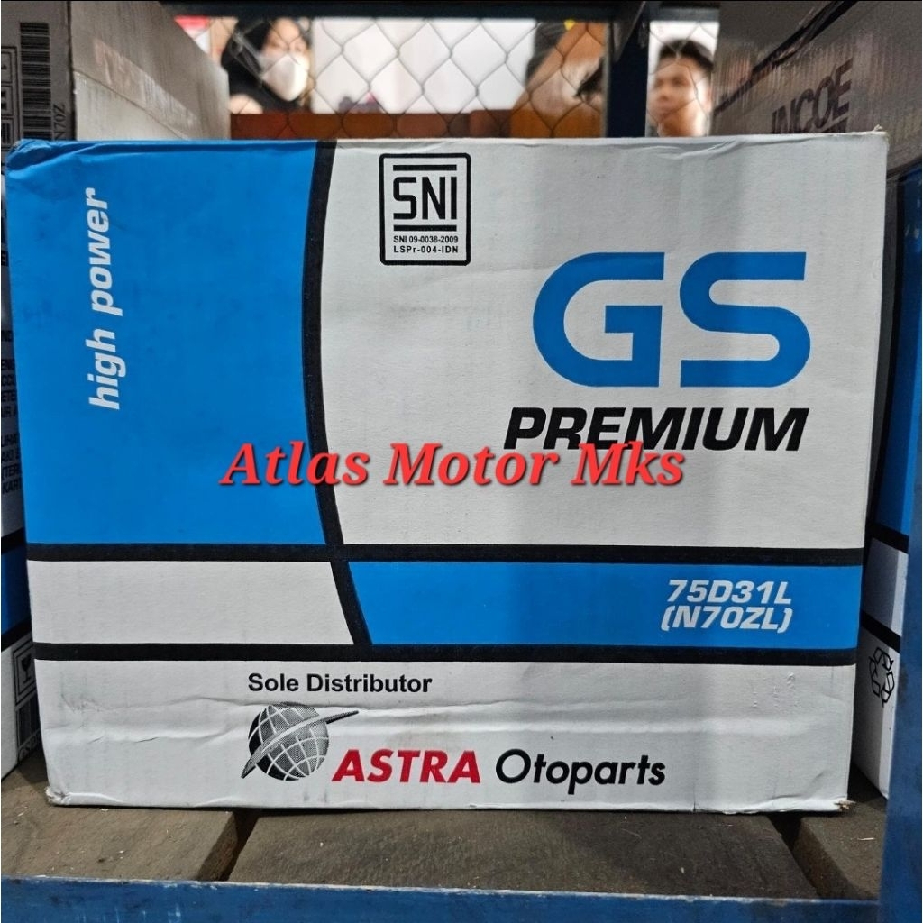 [1PC][75D31L] ACCU AKI GS ASTRA PREMIUM N70ZL 12V-75Ah MOBIL PANTHER / KUDA / L300 / KIJANG DIESEL /