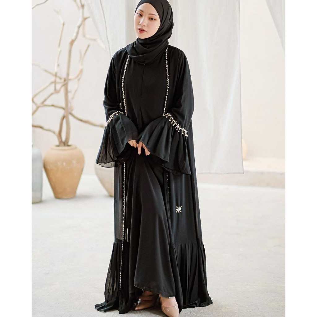 Ulyya Abaya Turkey Premium Terbaru 2025 Elegan M L XL Mewah Remaja Aesthetic Set Hijab Warna Hitam M