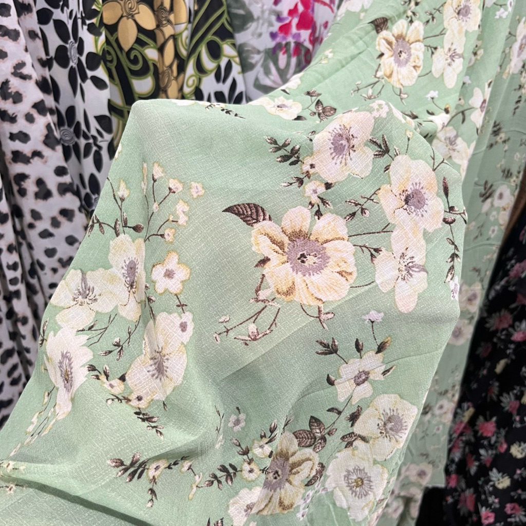 kain ceruty premium motif bunga / bahan ceruti babydoll motif bunga untuk gamis