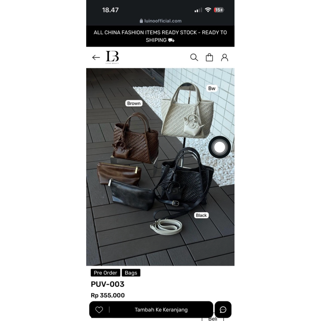 tas luino beauty model anyam sling bag