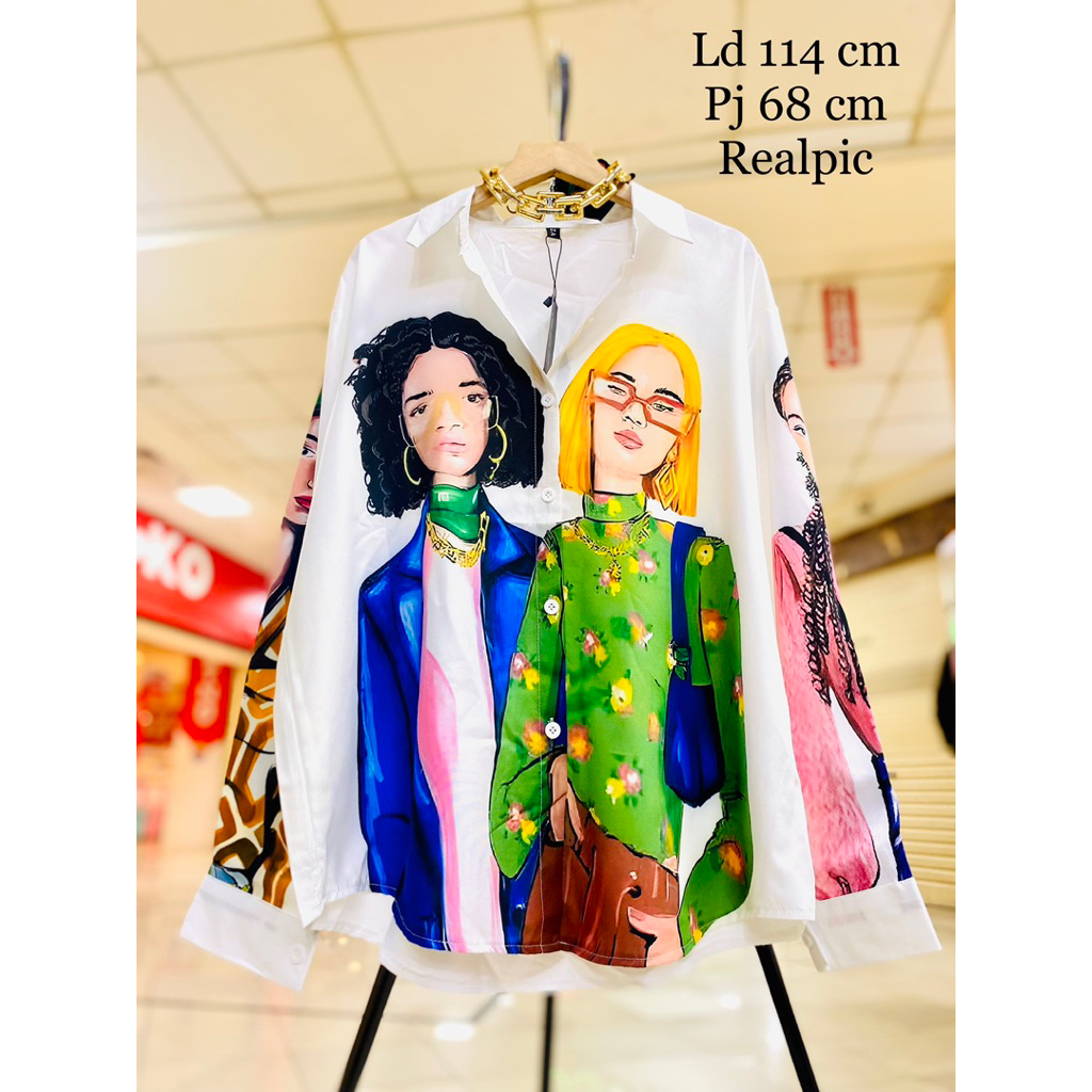 Kemeja Kattun silk cantik motif orang cantik 2828