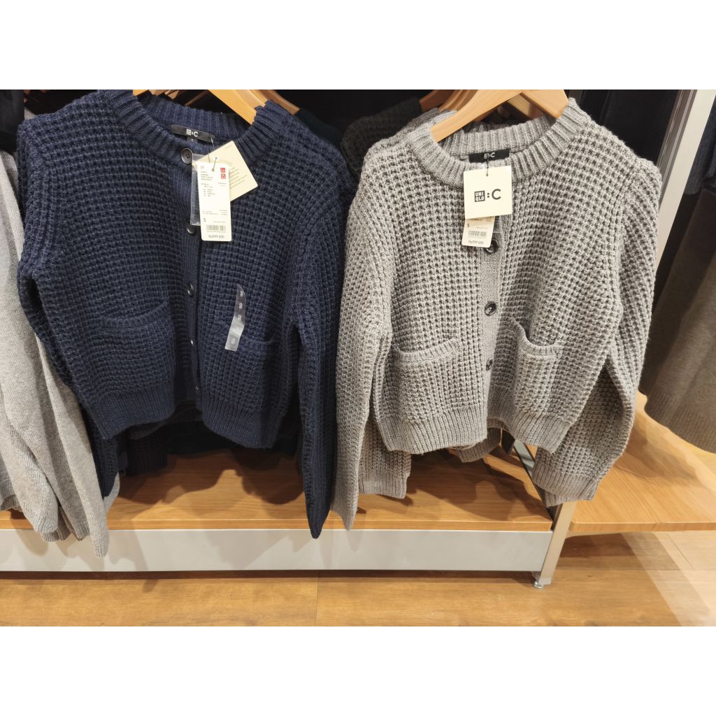 SALE‼ UNIQLO KARDIGAN WAFFLE RAJUT KERAH BULAT WANITA{JASTIP jasa titip}