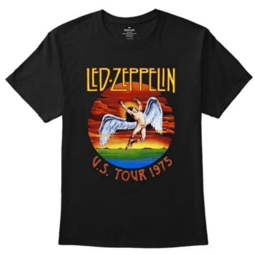 Original T-Shirt LED Zeppelin Tour 1975 Katun S-XXXL Unisex