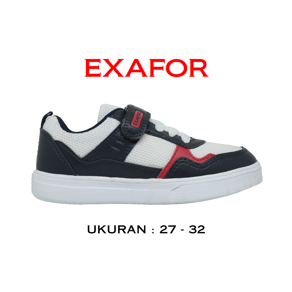 Exafor Tora-K Size 27-32 White-Navy Sepatu Anak Sneakers Phylon Ringan Nyaman Santai Sekolah