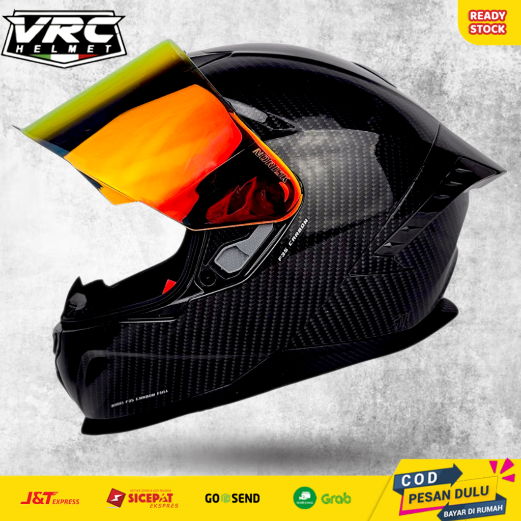 Helm Full Face Dewasa Visor Iridium Silver SNI- Helm Motor