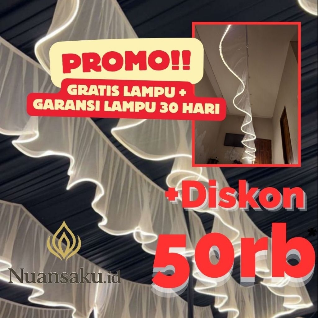 Lampu Hiasan Tenda SKRITING Dekorasi aesthetic || ORGANDI || Hiasan langit-langit Aesthetic || Dekor
