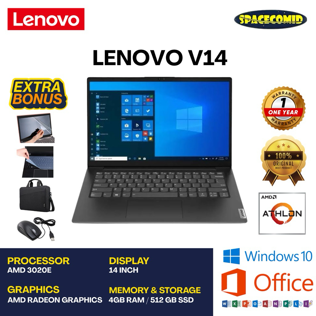 LENOVO V14 [AMD 3020E] 4GB RAM | 512GB SSD | 14 INCH | FREE ACC