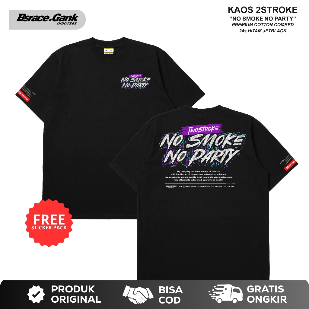 Kaos 2Tak No Smoke No Party Plastisol Premium Kaos Two Stroke RX King F1ZR