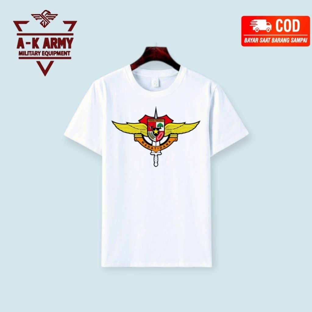 Kaos oblong putih sablon pemuda pancasila komando inti