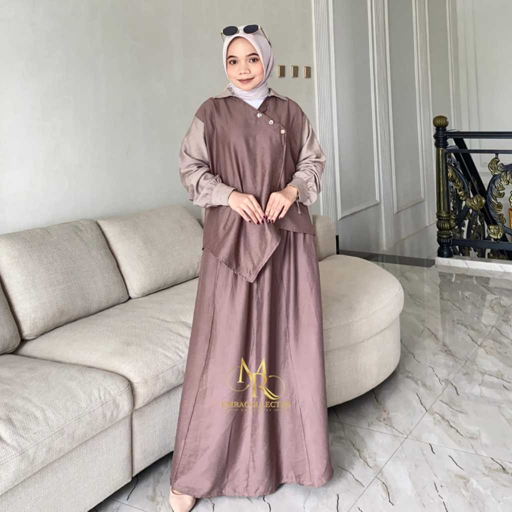 gamis muslimah kekinian   gamis warna maroon pink  gamis kombinasi warna gamis adem tidak menerawang