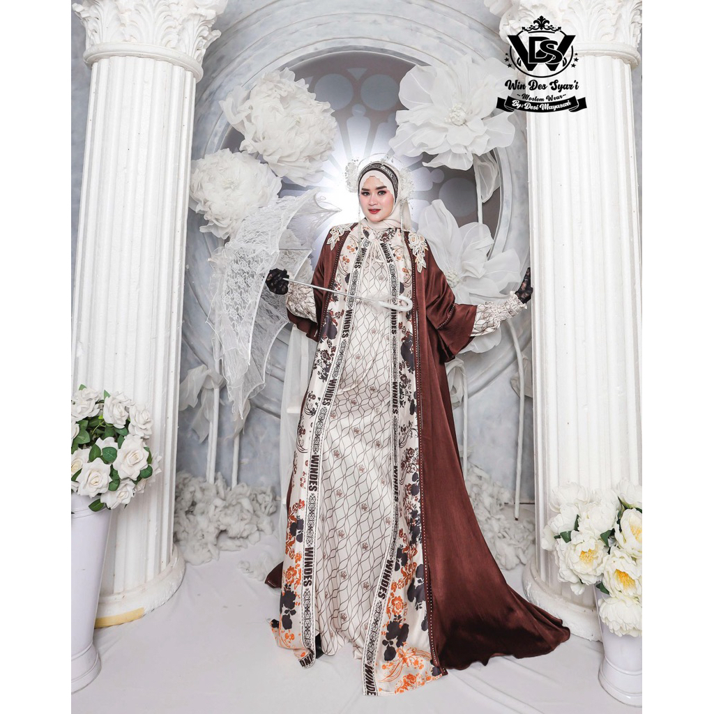 Gamis syari brand windes set sracf gamis syari set
