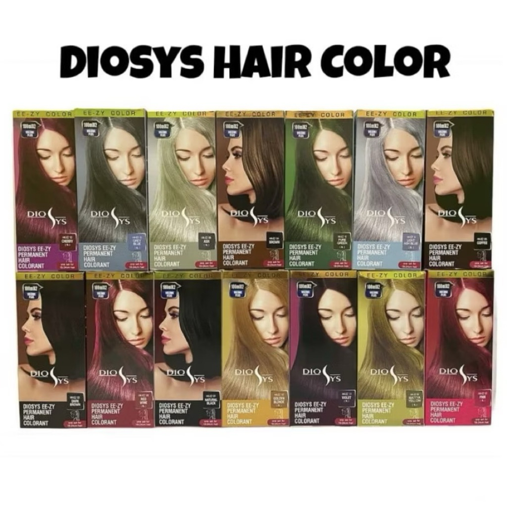 Diosys EE-ZY Permanent Hair Colorant Pewarna Rambut Cream  45mlx2 | Permanent hair colorant & cream 