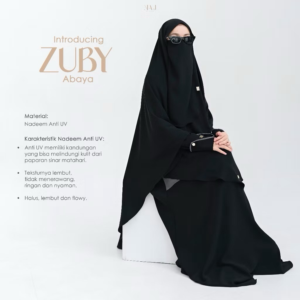 like new abaya naj studio zuby set black sz L