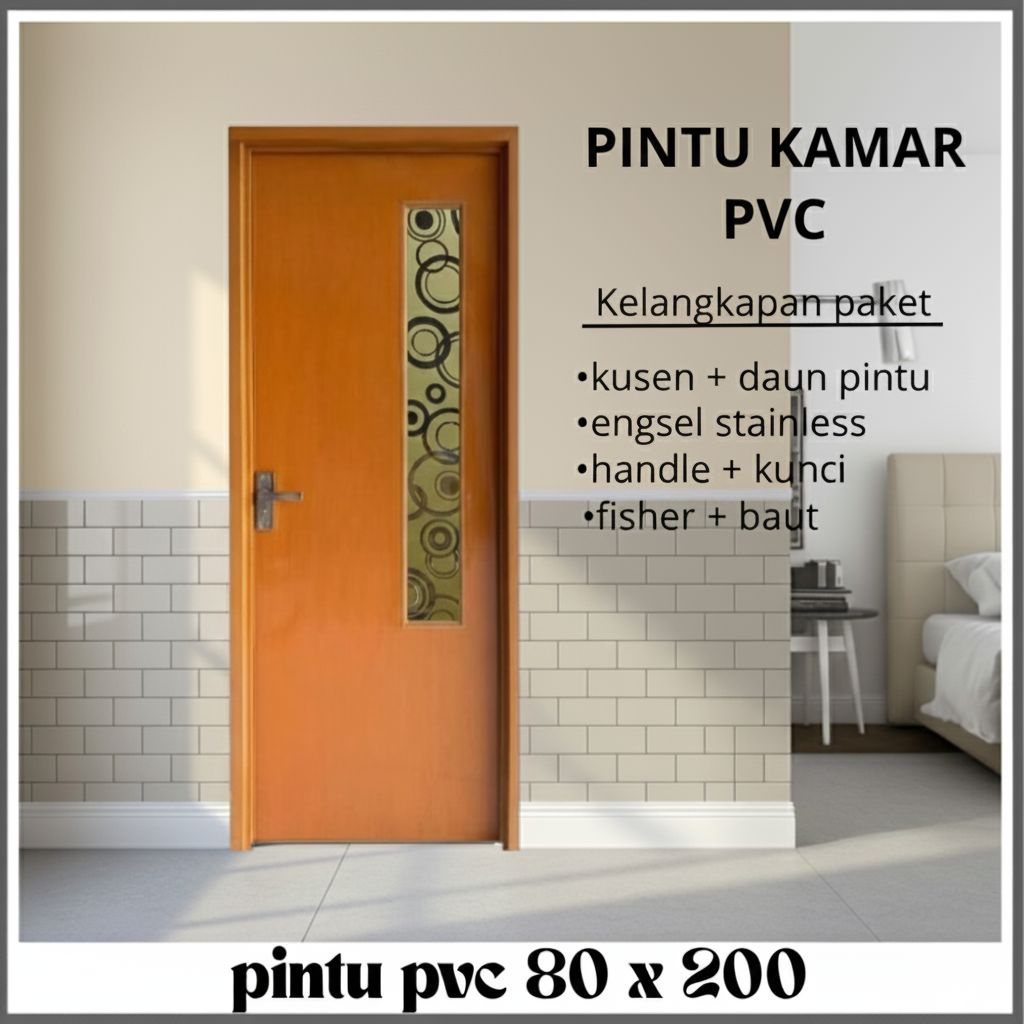 Pintu Kamar PVC 80x200 Tebal Premium Mudah Dipasang