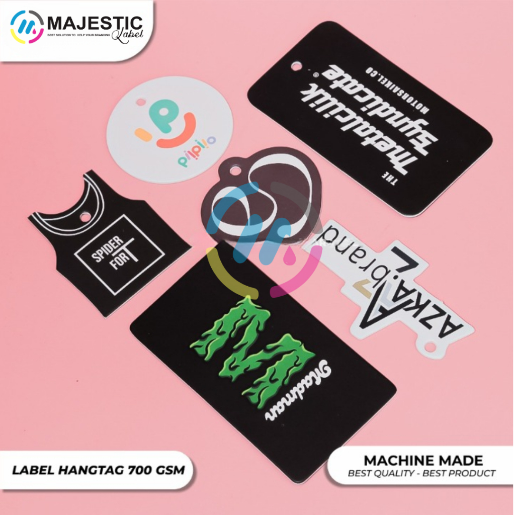 tag label brand / lebel kertas baju / lebel untuk baju / label hangtag baju /majestic label