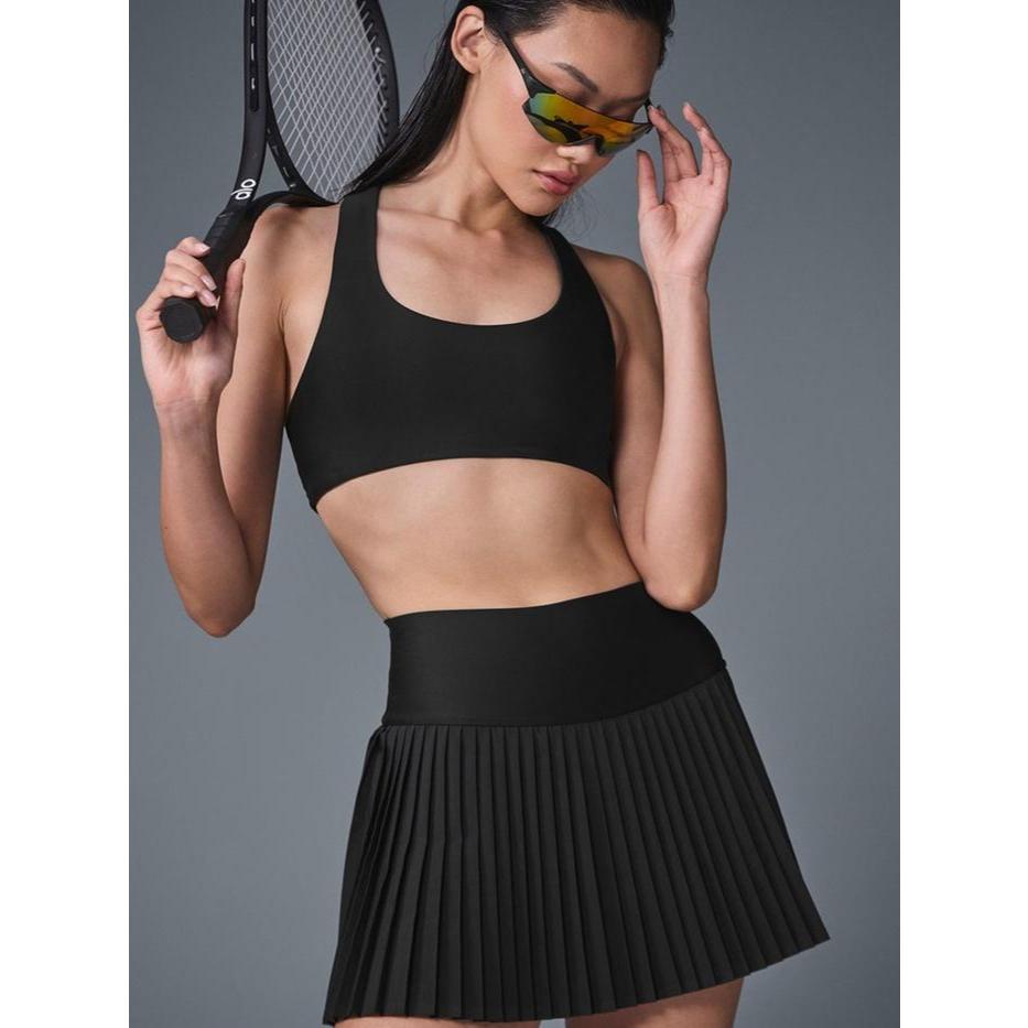 ROK TENNIS PADEL YOGA CARDIO ALO GRAND SLAM TENNIS SKIRT BLACK
