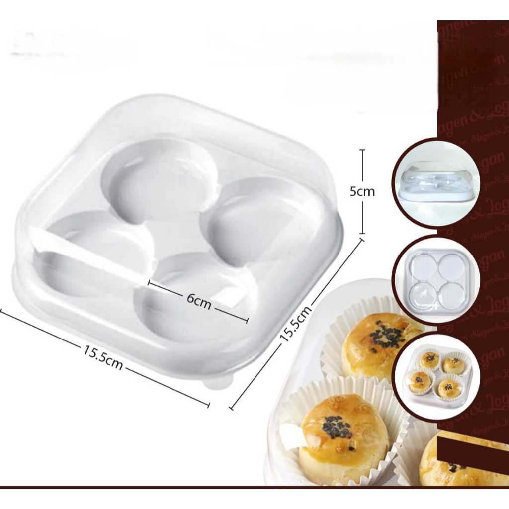 Tray + Lid Cupcake Moon Cake 4 -5pcs