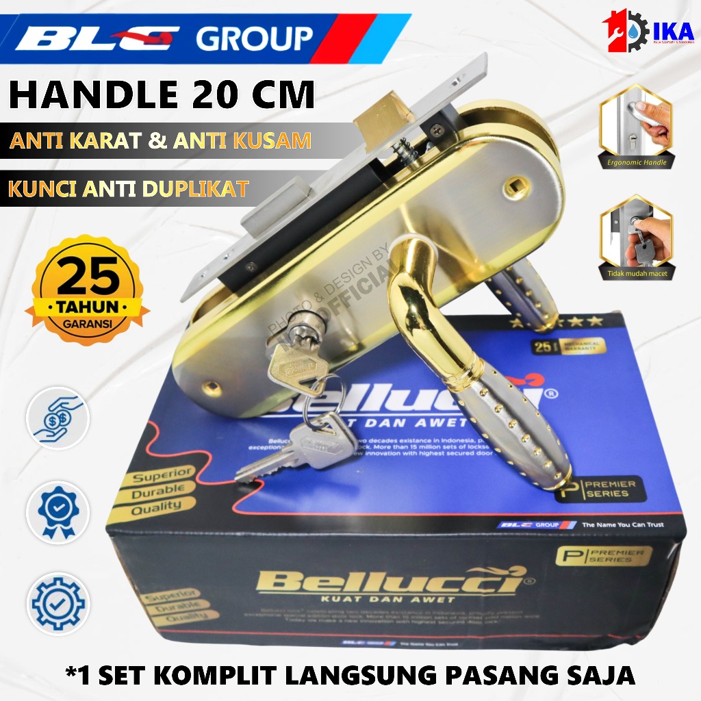 Slot Kunci Handle Handel Bellucci Colorado Silver Hendel Pintu Set Medium 20 CM / Kunci Pintu Tanggu