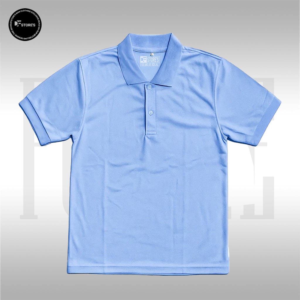 DFstore's Kaos Polo Lengan Pendek Polos Terkeren Pria & Wanita Baju Kerah - Biru Baby