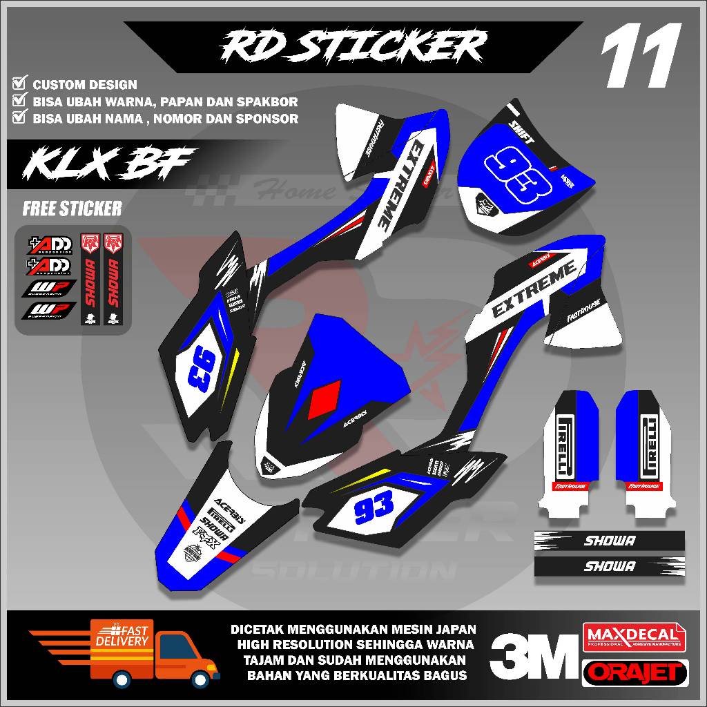 ( RD STICKER ) DECAL HONDA KLX BF STICKER FULL BODY MOTIF ART ABSTRAK TERBARU BISA REQUEST
