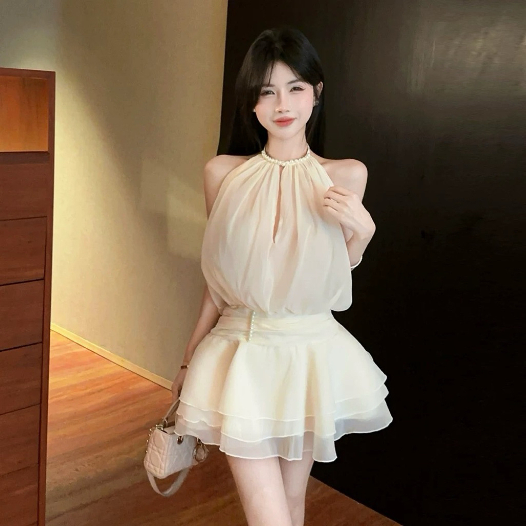DRESS NEW ARRIVAL FEMINIM ORGANZA MINI GAUN PENDEK SK428