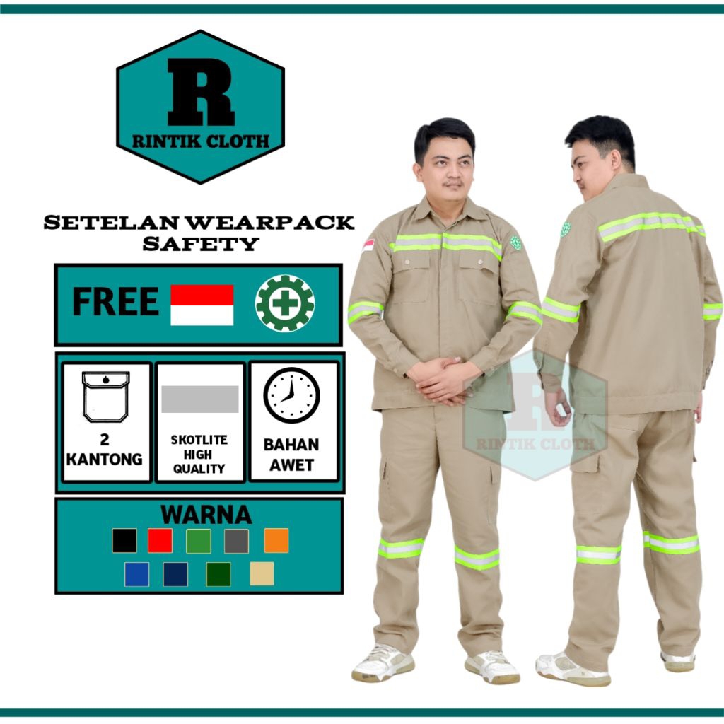 Rintik cloth - Setelan wearpack safety bawahan dan atasan untuk kerja lapangan proyek bahan drill PE