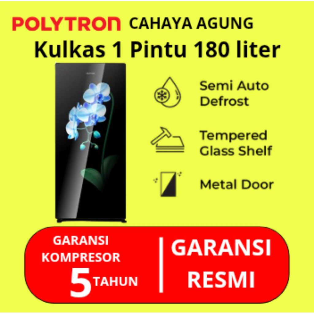 POLYTRON Kulkas 1 Pintu 180 liter PRA18MO/MTR PRA18