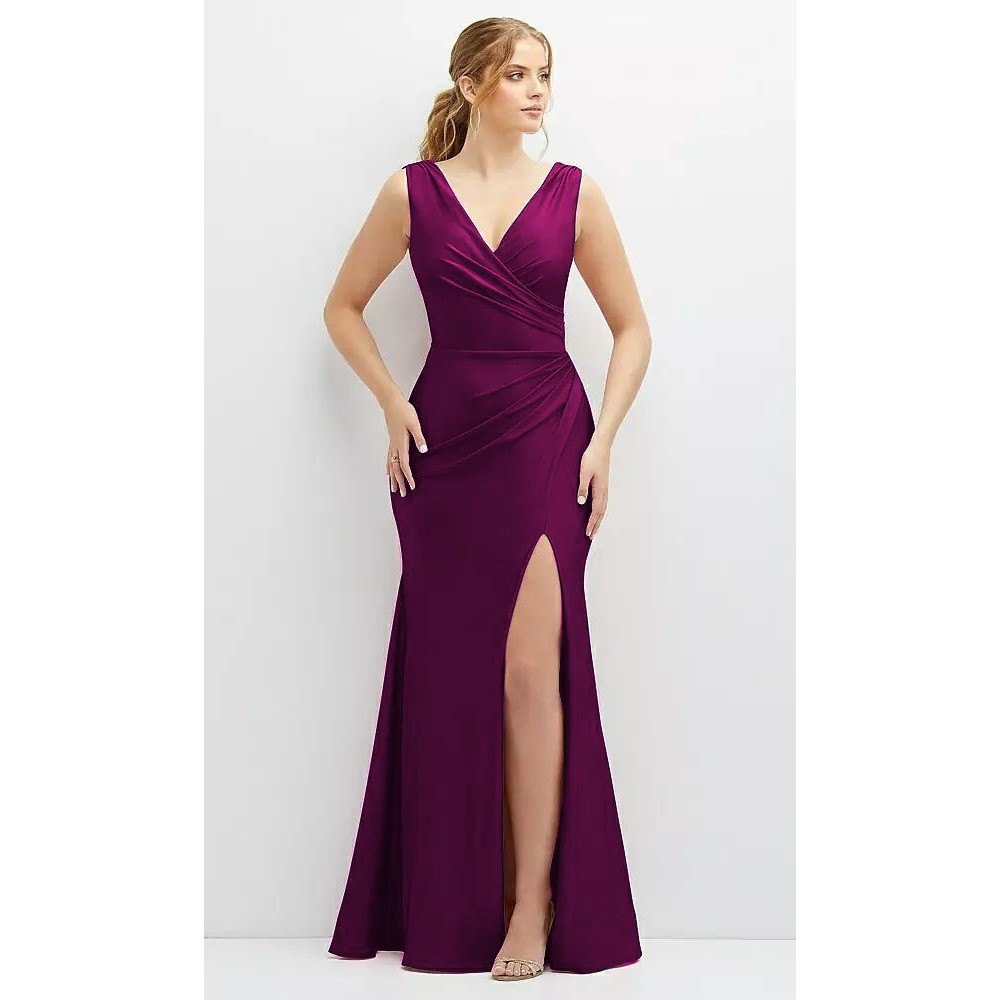 Athena Dress Natal Satin Polos Kasual SB002 Gaun Gereja Gaun Wanita Long Dress Bridesmaid Mewah