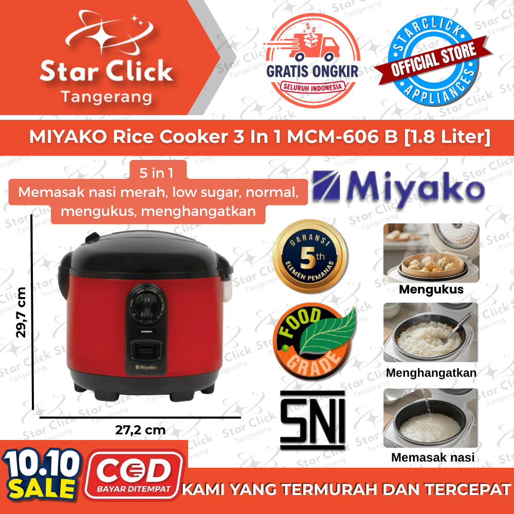 MIYAKO Rice Cooker Rendah Gula | Low Sugar 5 In 1 MCM 721 LST / MCM721 LST / MCM721LST [Original]