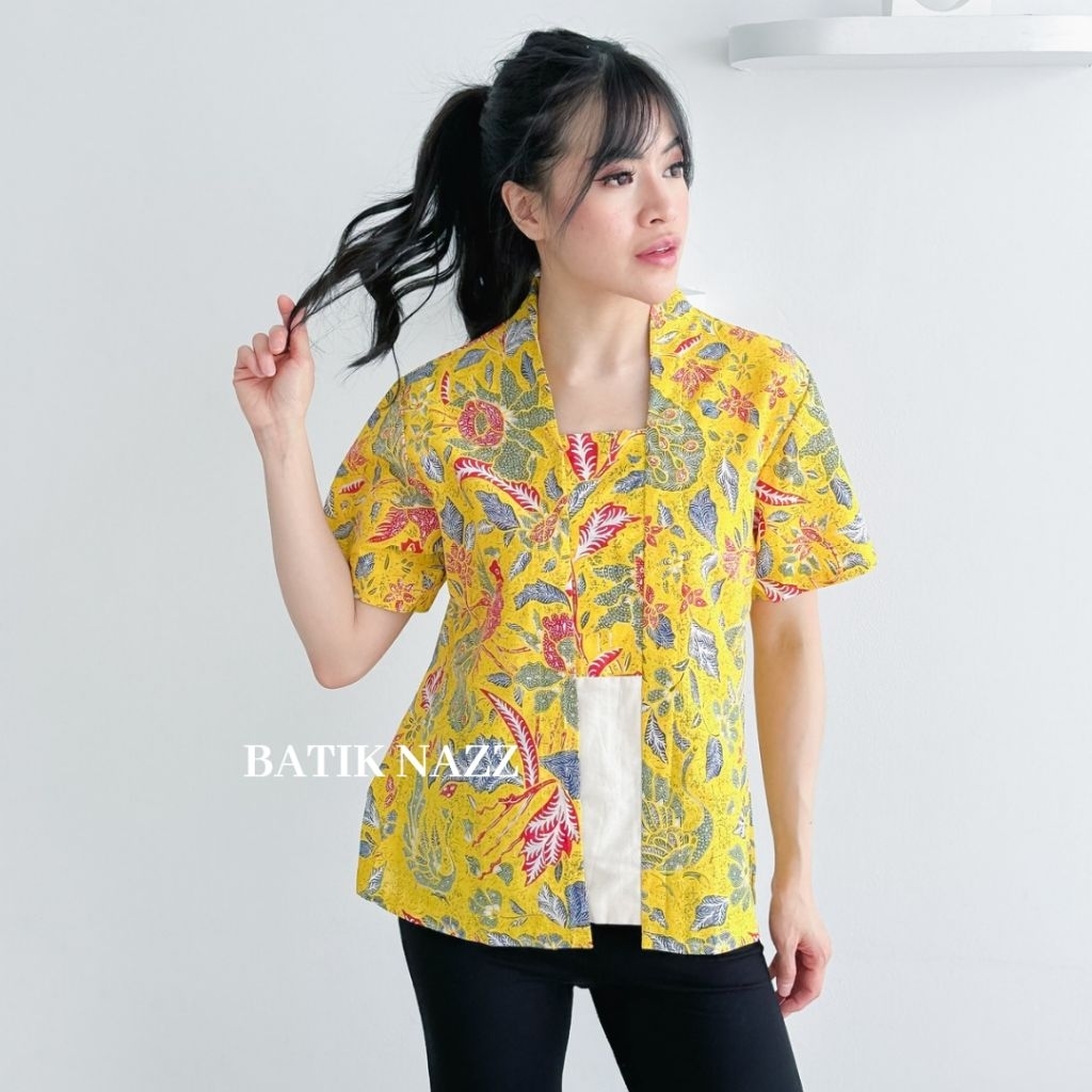 BATIK NAZZ Kutubaru batik kombinasi polos - Greta blouse