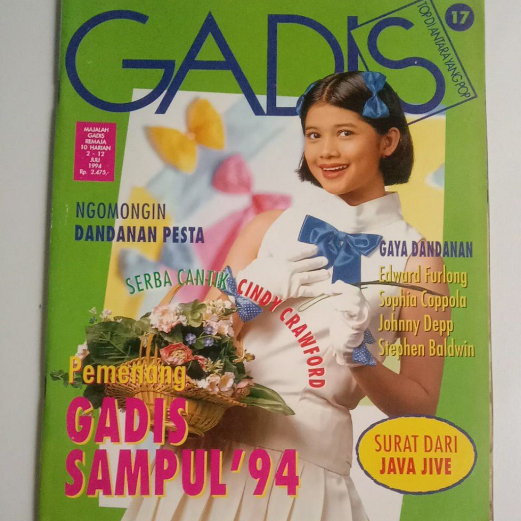Majalah Gadis Tahun 1994 Cover Cantik Jihan Fahira (Finalis Gadsam'93)