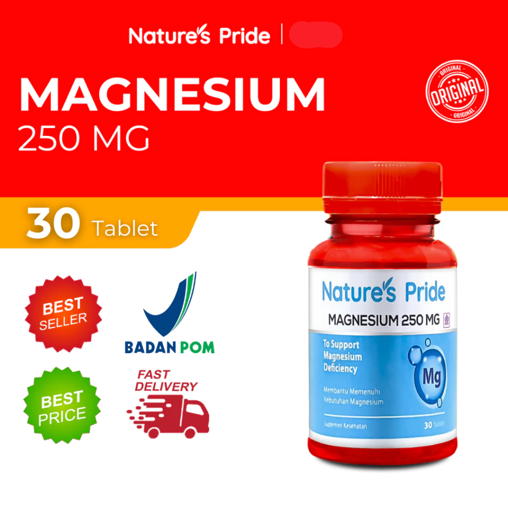 Nature's Pride Magnesium 250 Mg 30 Kapsul - Suplemen Kesehatan Persendian & Tulang