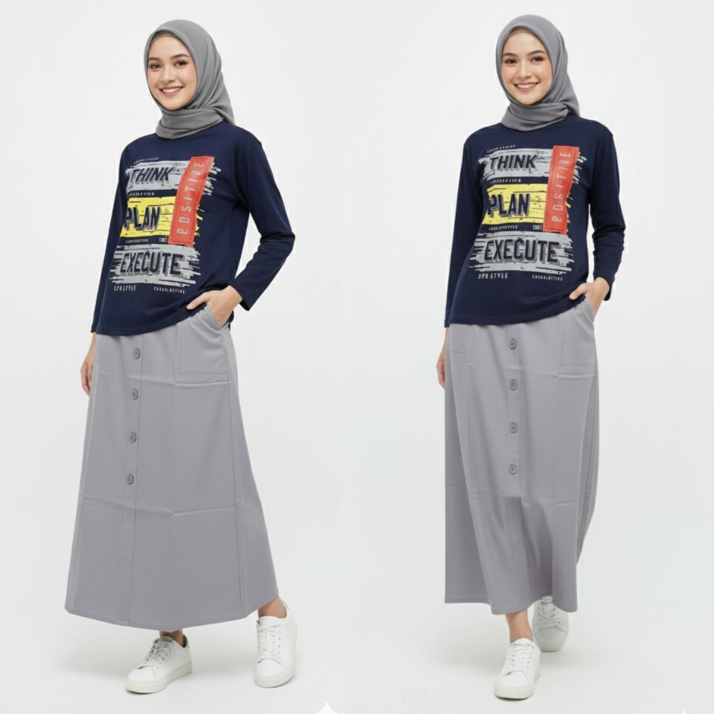 Setelan rok wanita kekinian Set rok atasan kaos combad premium Outfit wanita simple
