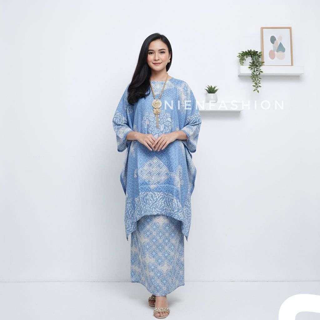 Set tunik kalong viscose motif batik cap / set long batik