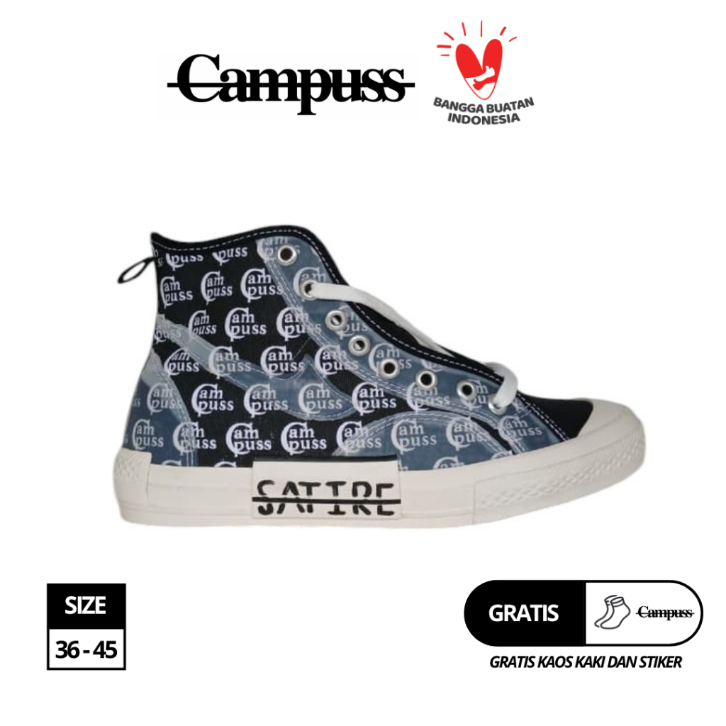 Campuss Badday - HIGH Unisex Transparent sepatu sneakers pria wanita unik canvas streetwear Campuss 