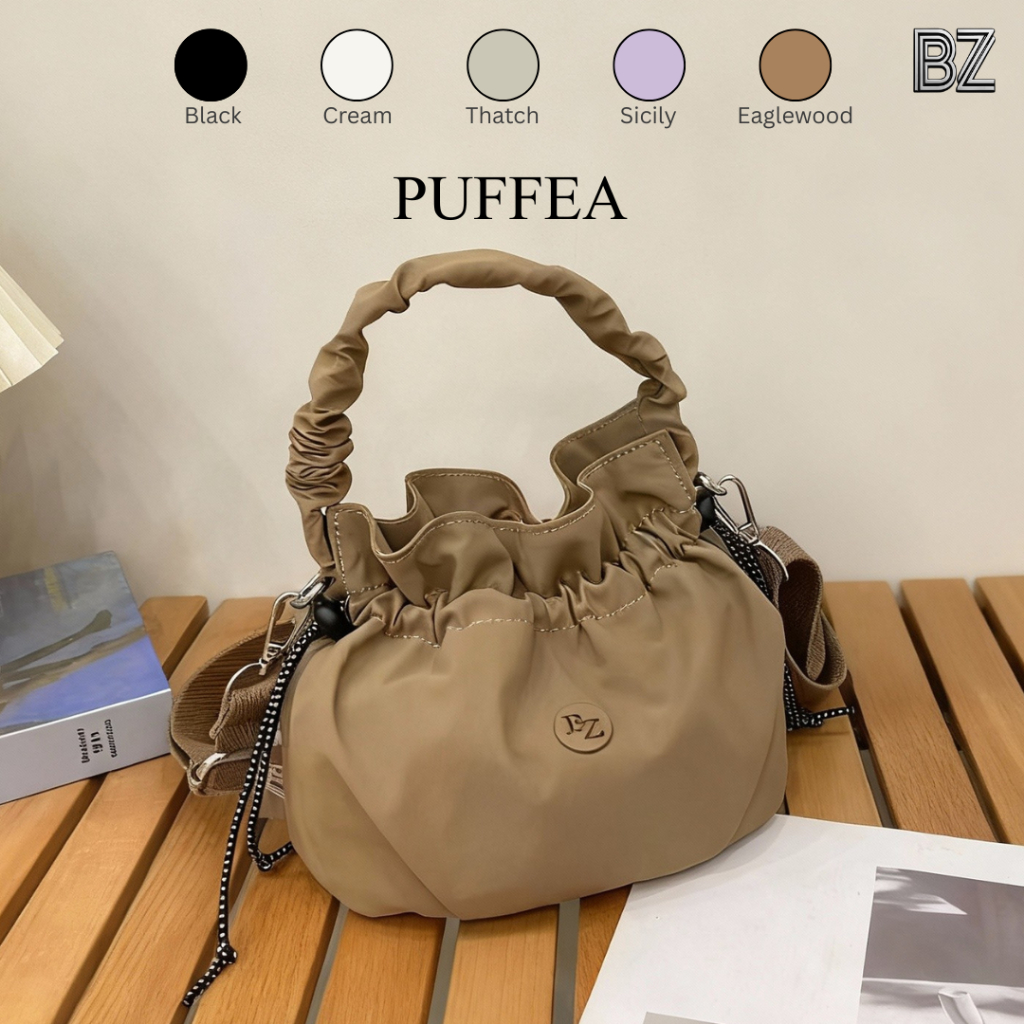 BYZZI Puffea - Tas Selempang Handbag Bucket Mini, Serut Kerut