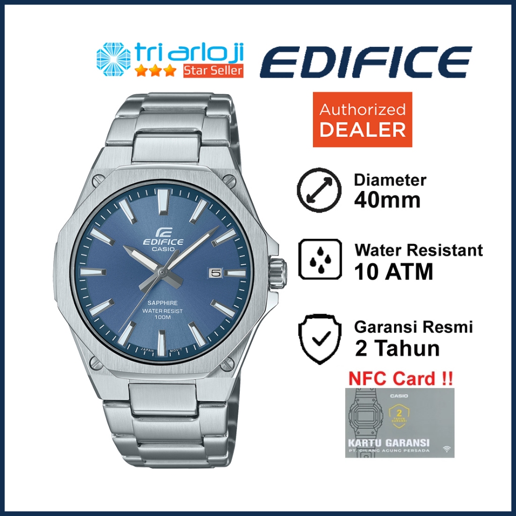 Casio EDIFICE EFR-S108D-2AVUDF Jam Tangan Pria Analog Sapphire Anti Gores EFRS108D EFR-S108D-2A EFR 