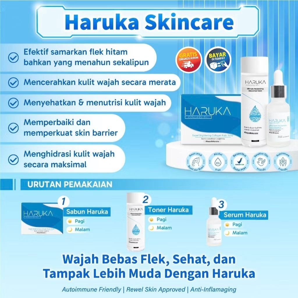 Haruka Skincare Paket Brightening Untuk Menghilangkan Flek Hitam Original BPOM