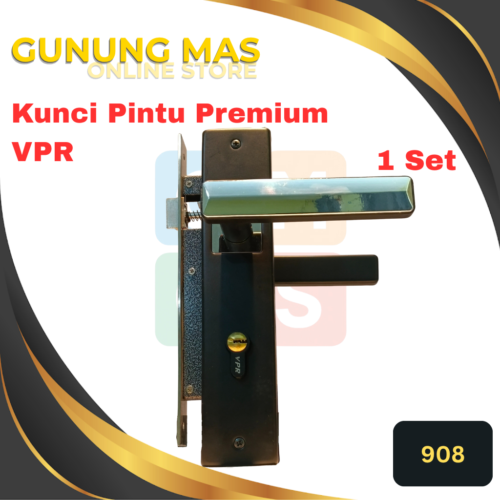 VPR Kunci Pintu Premium 908 Komplit Set // Handle Pintu Komplit // Gagang Kunci Pintu // Premium Doo
