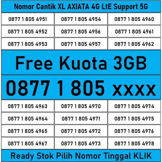 Nomor Cantik Kartu Perdana XL Axiata Segel 4G LTE support 5G Free Kuota 3GB