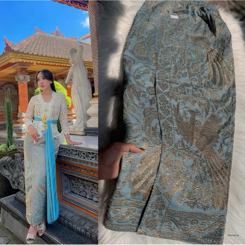 KAMEN JADI BORDIR STRAIT MOTIF CENDRAWASIH GOLD//ROK BALI