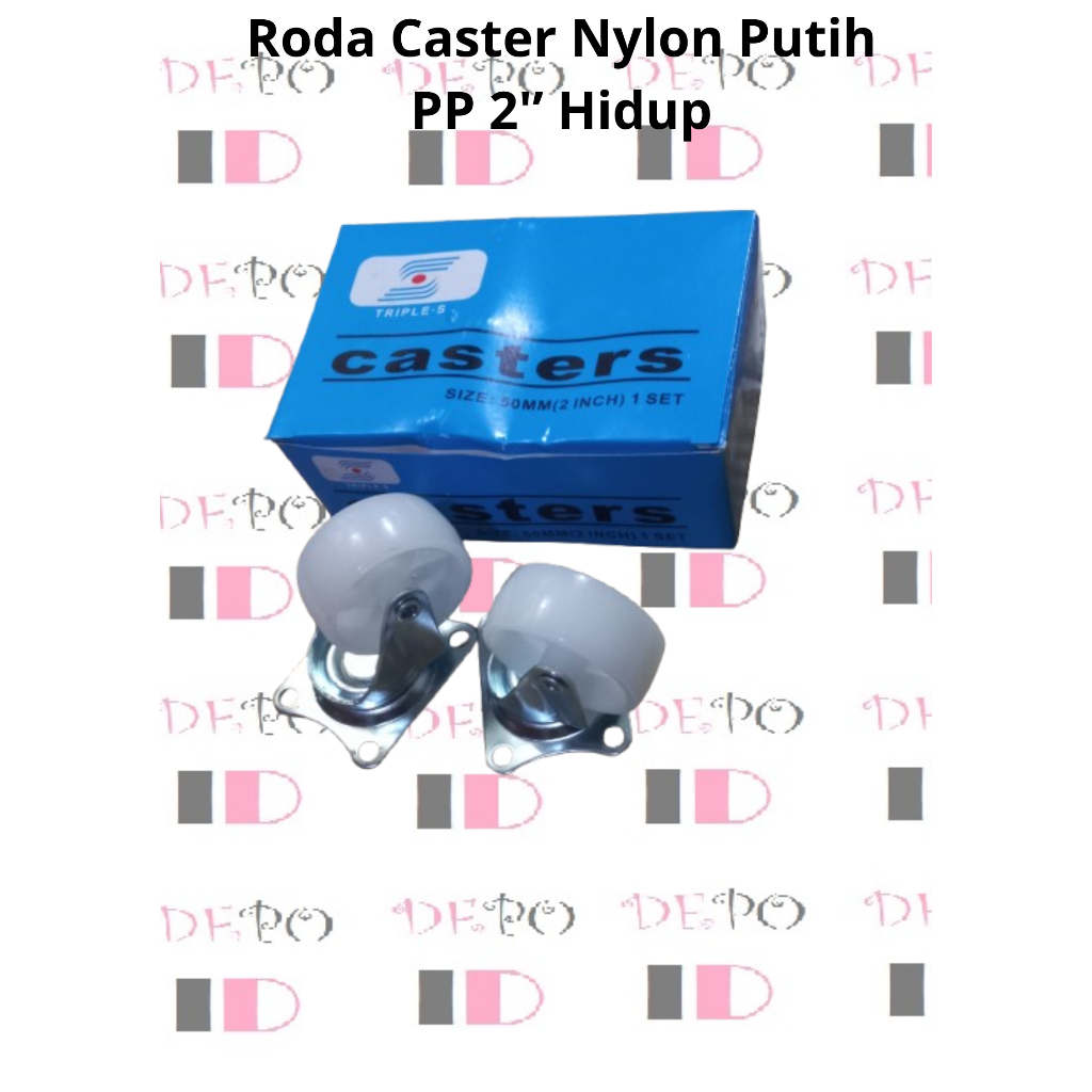 Roda Caster Nylon Putih PP 2'' Hidup Roda Casters Triple S Roda Nylon Putih