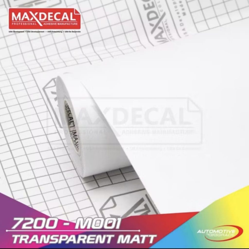 stiker skotlet putih transparant matt/doff MAXDECAL (harga permeter)