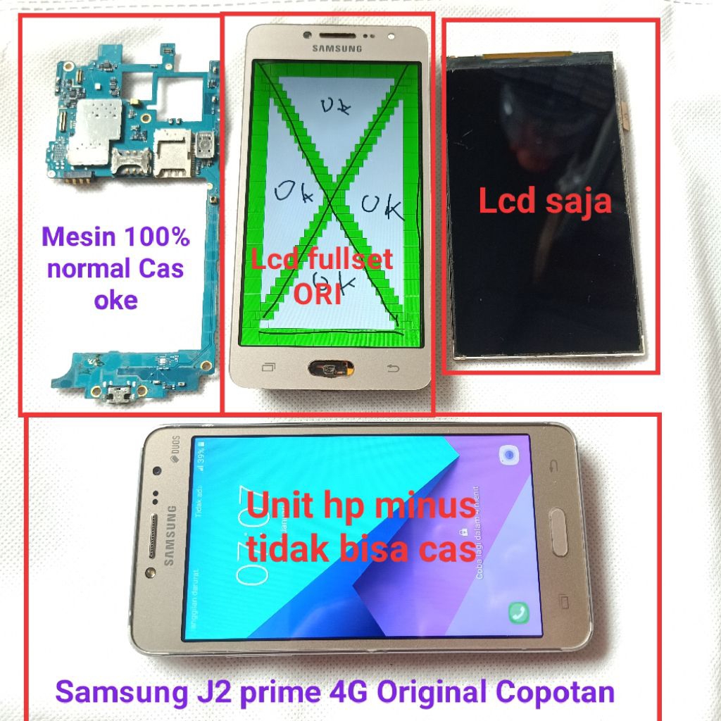 SPAREPART COPOTAN SAMSUNG J2 PRIME NORMAL LCD TOUCHSCREEN ORI  LCD FULLSET ORI  KAMERA  1 SET  MESIN