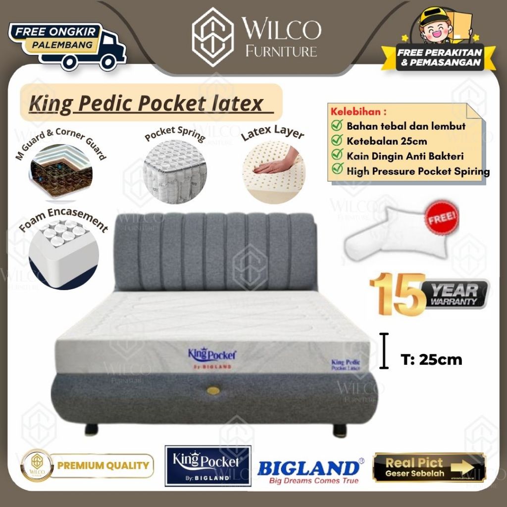 Kasur Springbed King Pedic Pocket Latex | Matras KingPocket By Bigland 25 Cm | King Pocket