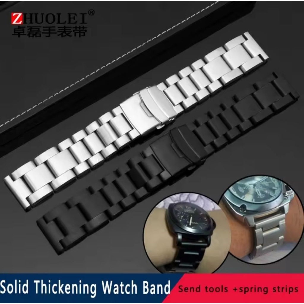 Rantai Jam Tangan Stainless Steel Bracelet Tali Rantai Jam Tangan Buckle Folding Universal 22mm-28mm
