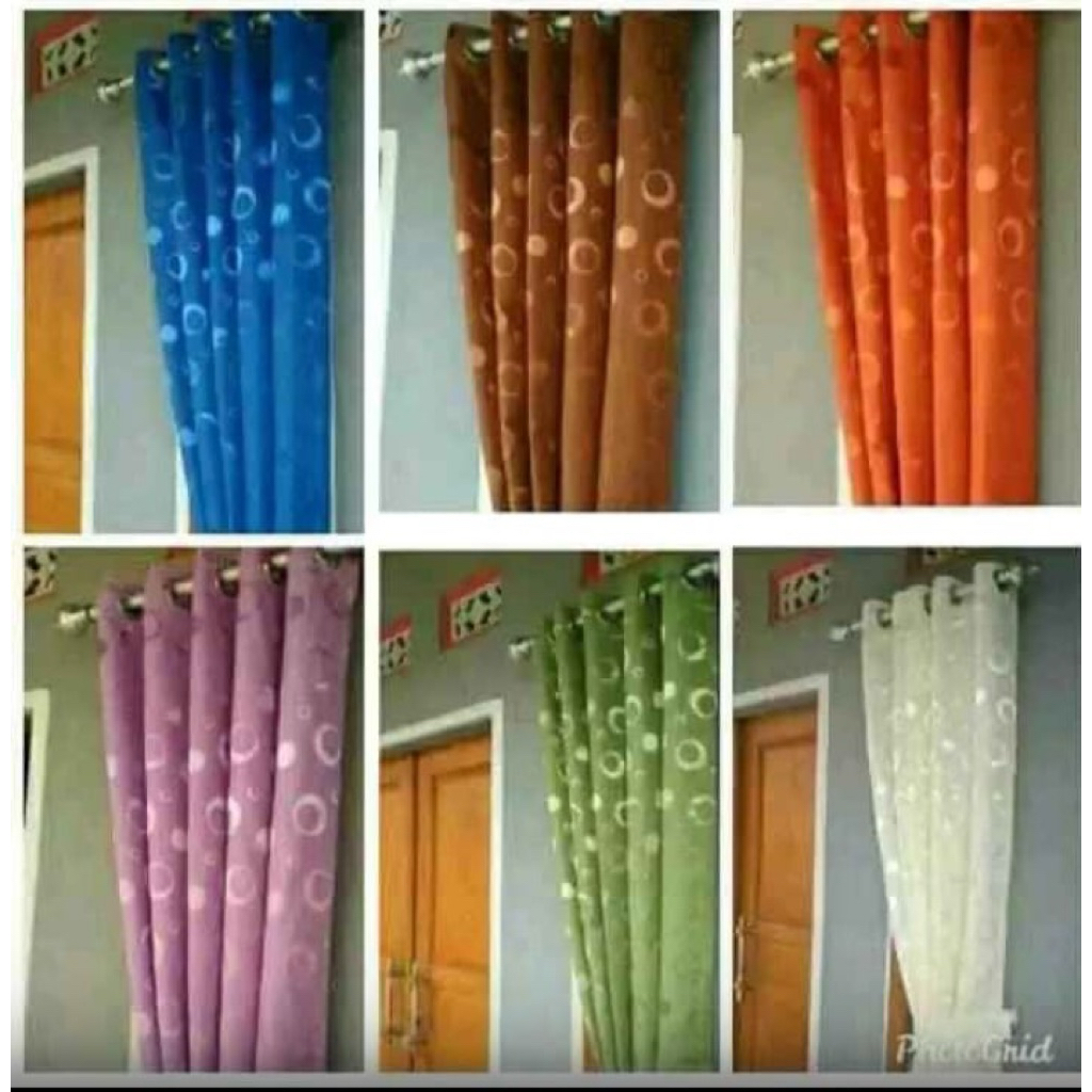 Gorden motif polkadot Minimalis  Hordeng Jendela Kamar Tidur TERLARIS Model Ring Smokring