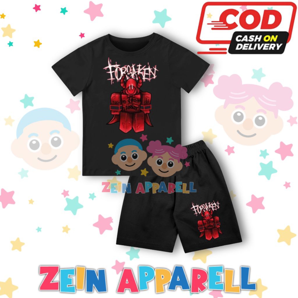 Setelan Kaos Anak Roblox Forsaken - Setelan Baju Anak Roblox Forsaken - Setelan Fashion Anak Roblox 
