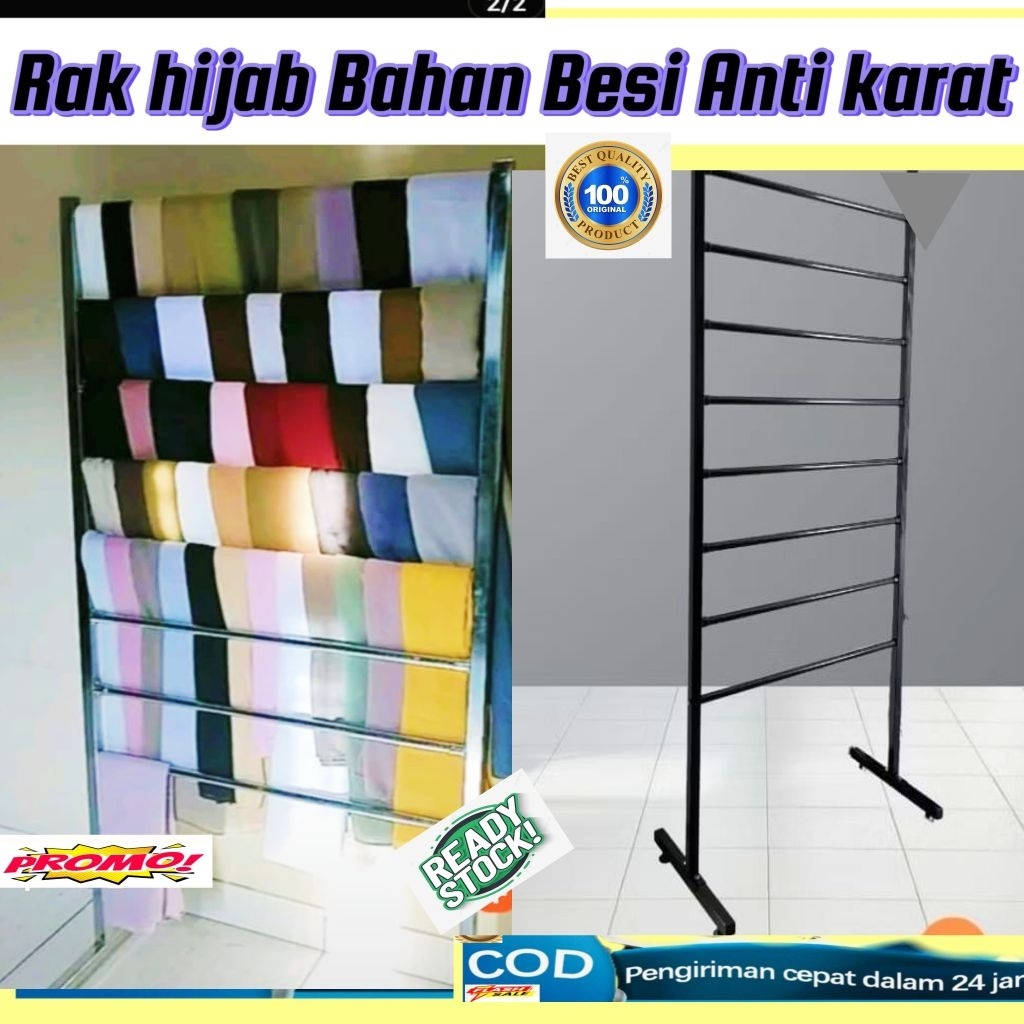 Rak hijab single/Rak hijab besi kokoh tinggi140cLebar70cm/Rak kain/Rak kertas bahan besi Antikarat