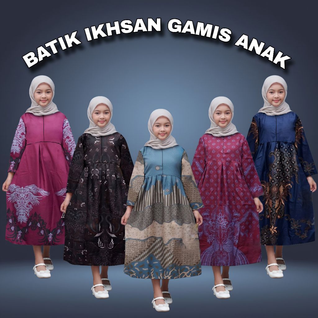 Baju Batik Anak Perempuan Usia 2-12 Tahun - Dress Anak Gamis Batik Anak